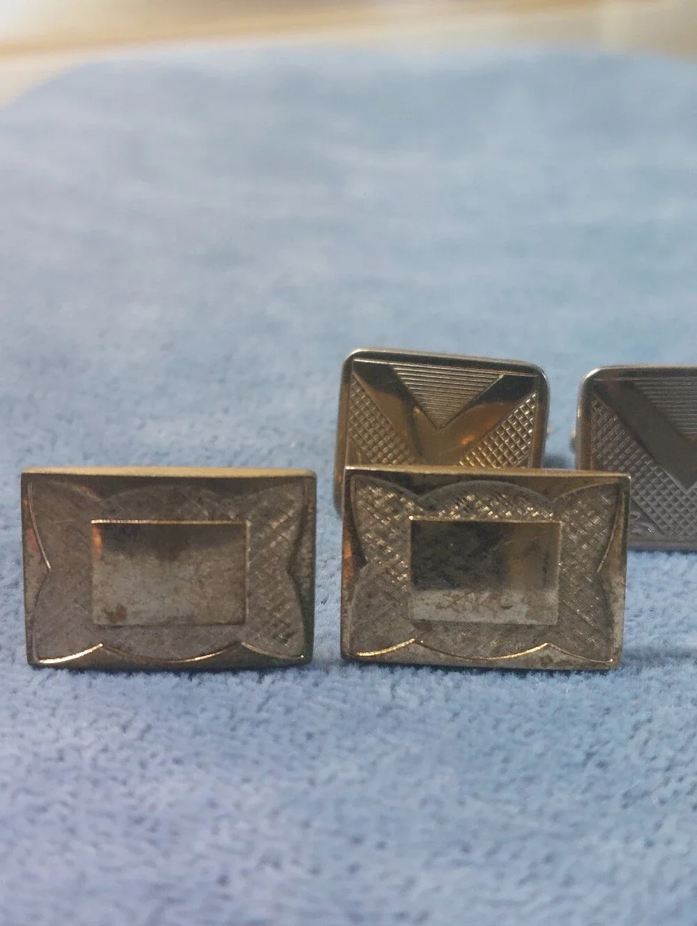 Vintage Estate Cufflinks Lot of 2 Pairs | Silver Tone & Gold Tone Mid Century St